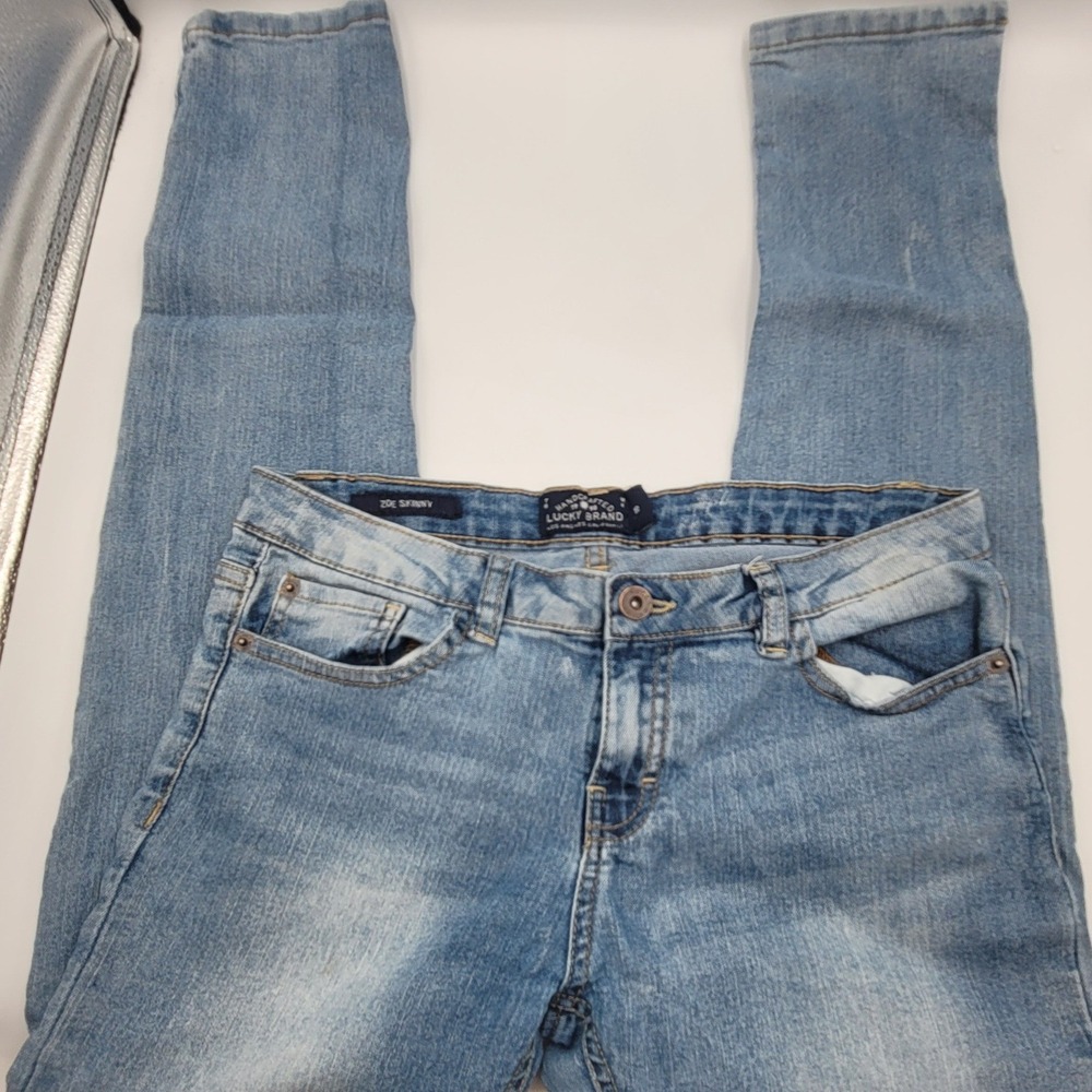 Lucky Brand Zoe Skinny Jeans Girls Size 16 Light Wash Blue Denim Pants